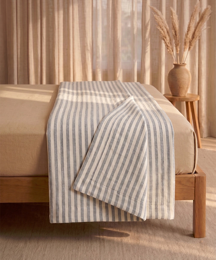 White & Blue Stripe Yarn Dye Cotton Single Dohar