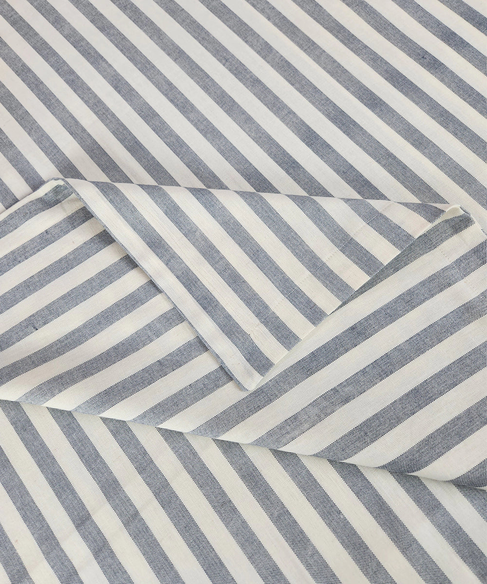 White & Blue Stripe Yarn Dye Cotton Single Dohar