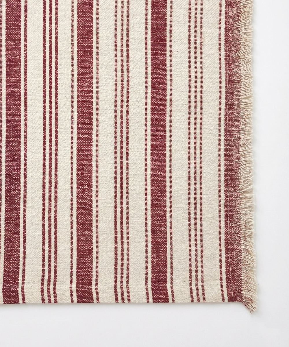Set of 4 pcs Burgundy Printed Stripe Cotton Table Mats