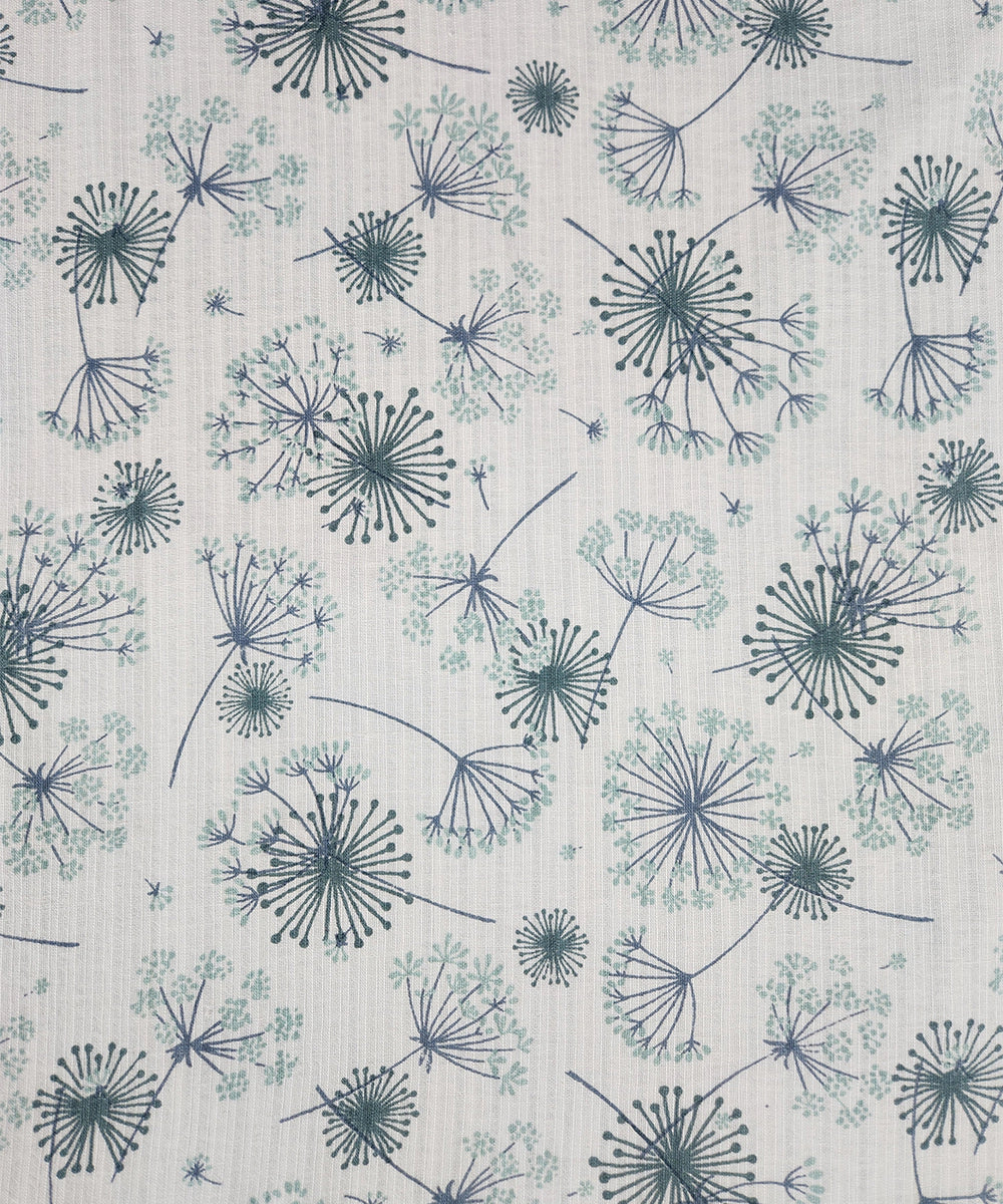 White & Blue Floral Printed Cotton Single Dohar