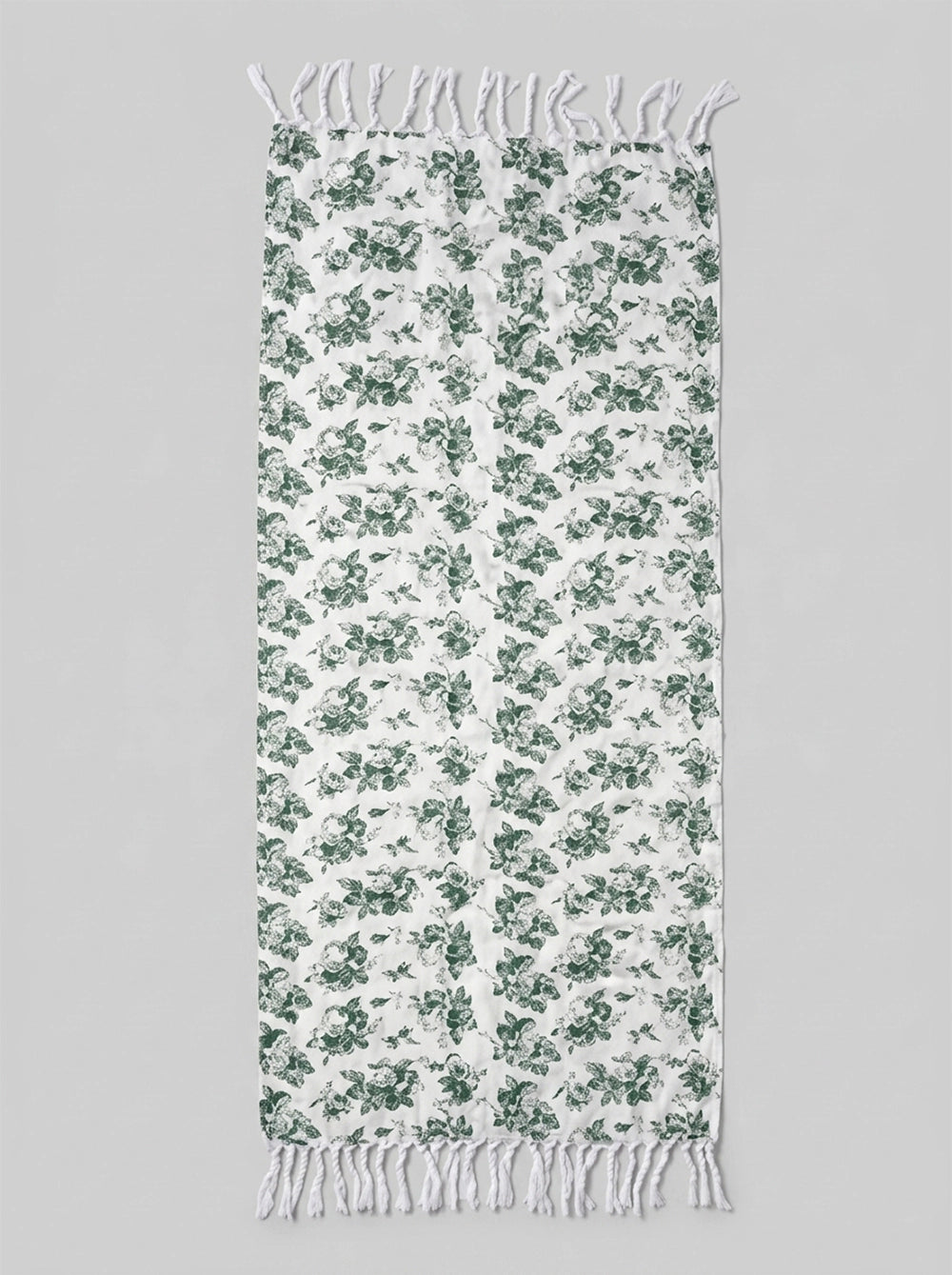 Printed 1 pc Bath + 2 pcs Hand Towel Set | Printed Cotton Front with Light Weight White Terry Back | Off White with green floral print