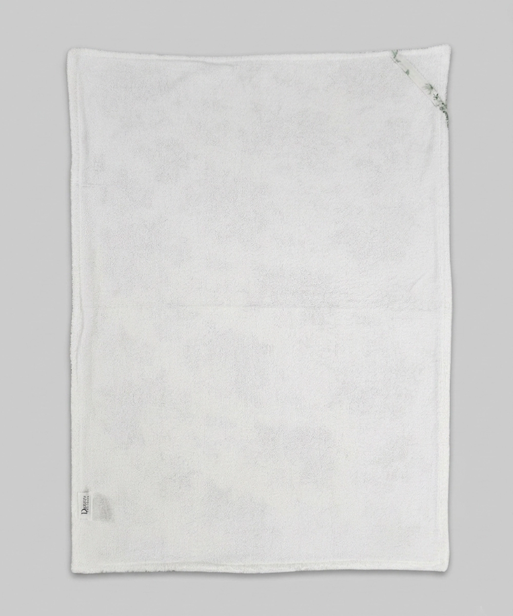 Set of 2 Printed Hand Towel I Printed Cotton Front with Light Weight White Terry Back | Off White with Green Floral Print
