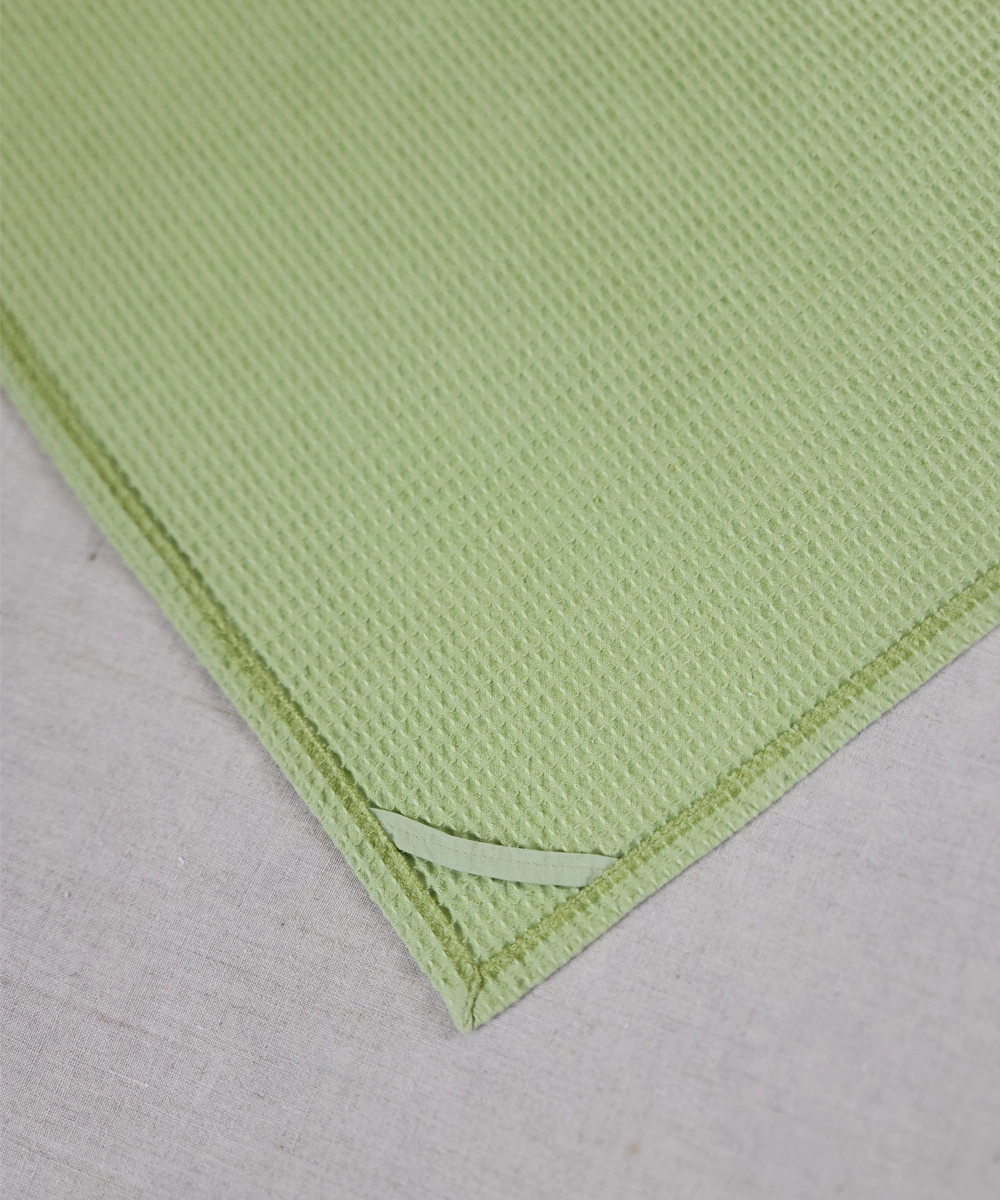 Embroidered Hand Towel - Set of 2 pcs in Soft Cotton Waffle | Sage Green