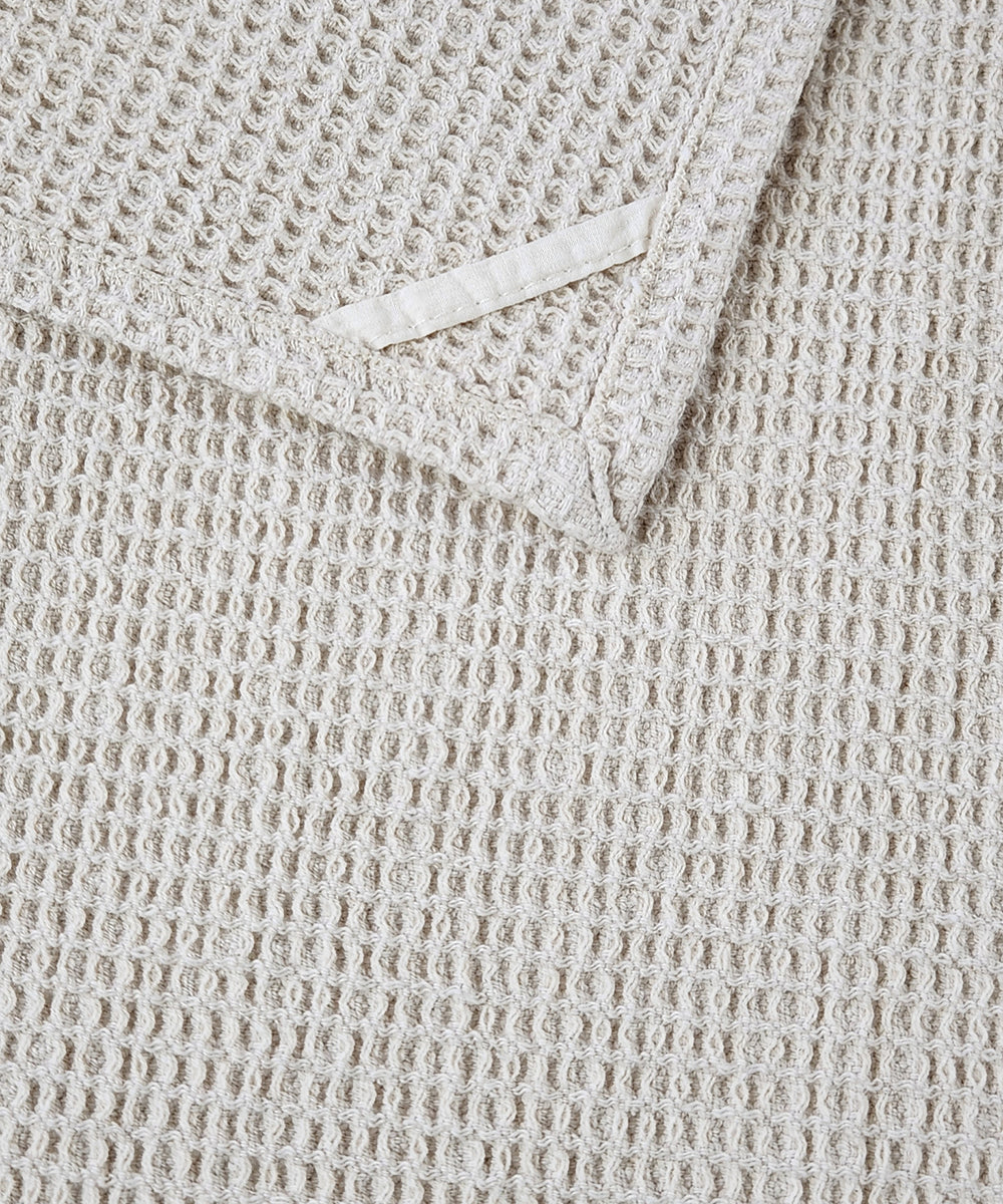 Embroidered Hand Towel - Set of 2 pcs in Soft Cotton Waffle | Beige