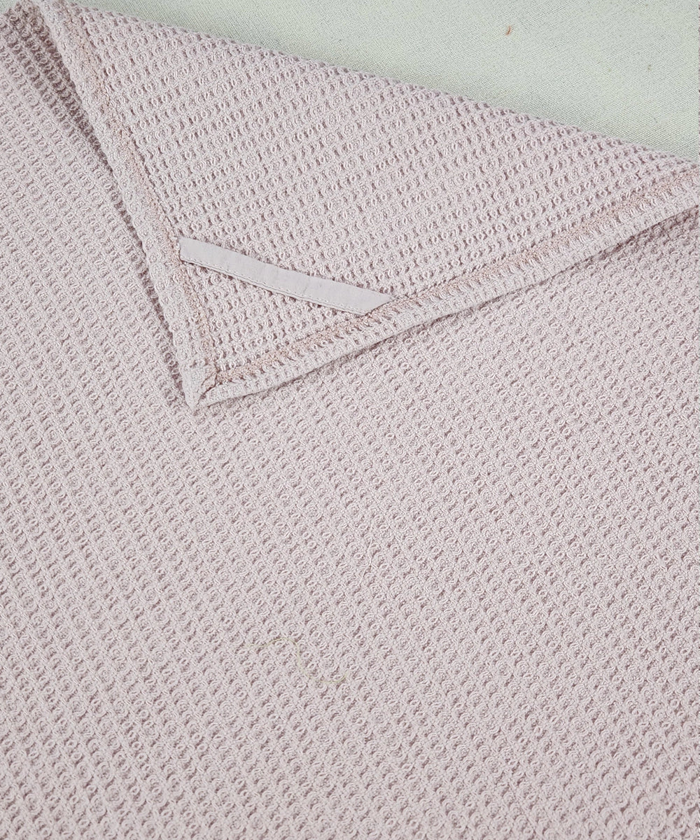 Embroidered Hand Towel - Set of 2 pcs in Cotton Waffle | Boho Bloom Dusty Pink