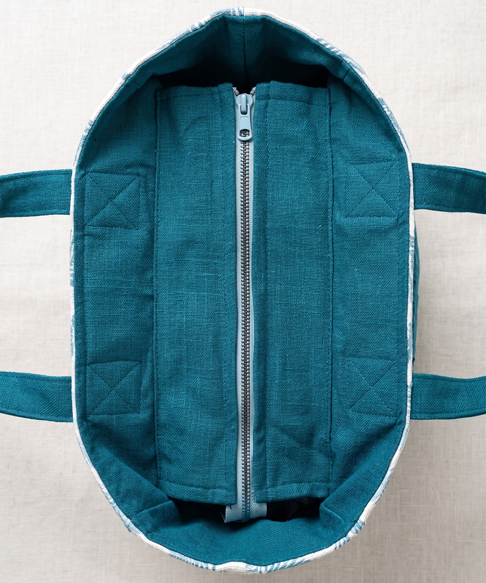 Teal Palm Leaf Woven Fringed Tote Bag