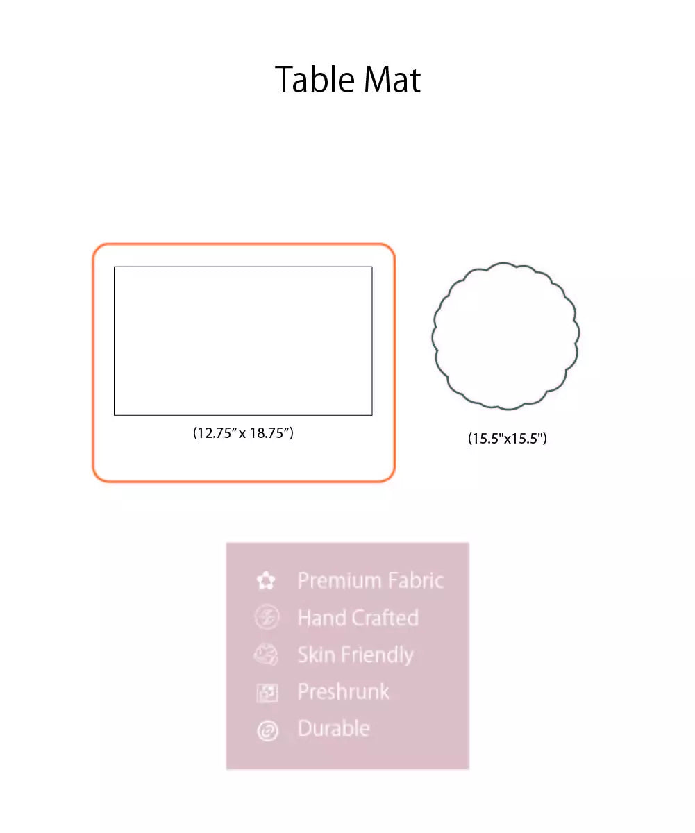 Set of 4 pcs Dusty Pink Cutwork Embroidered Cotton Slub Table Mats (12.75 x 18.75 Inches)