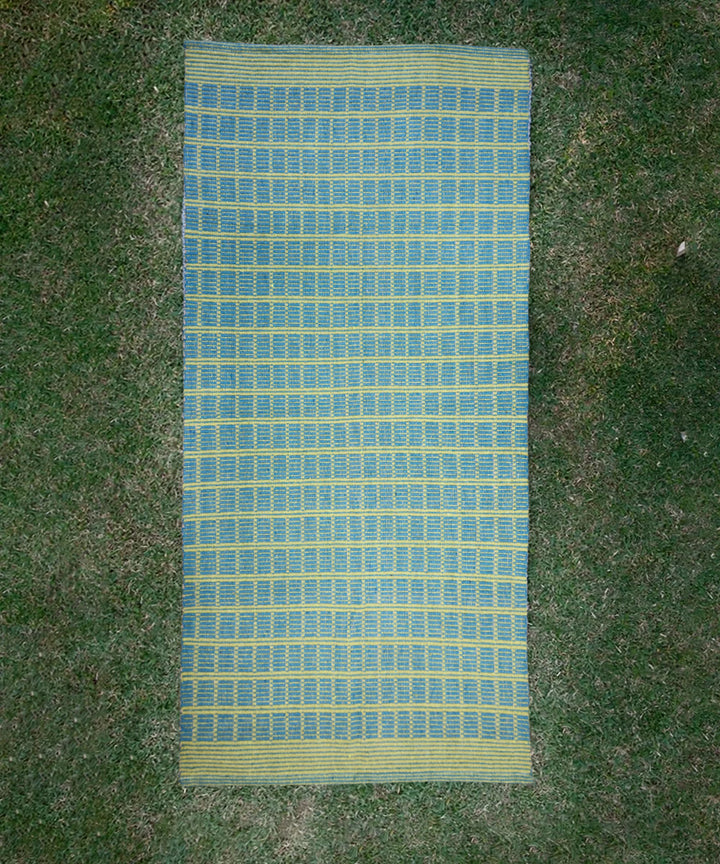 Green & Turq Checks Pure Handloom Cotton Yoga Mat