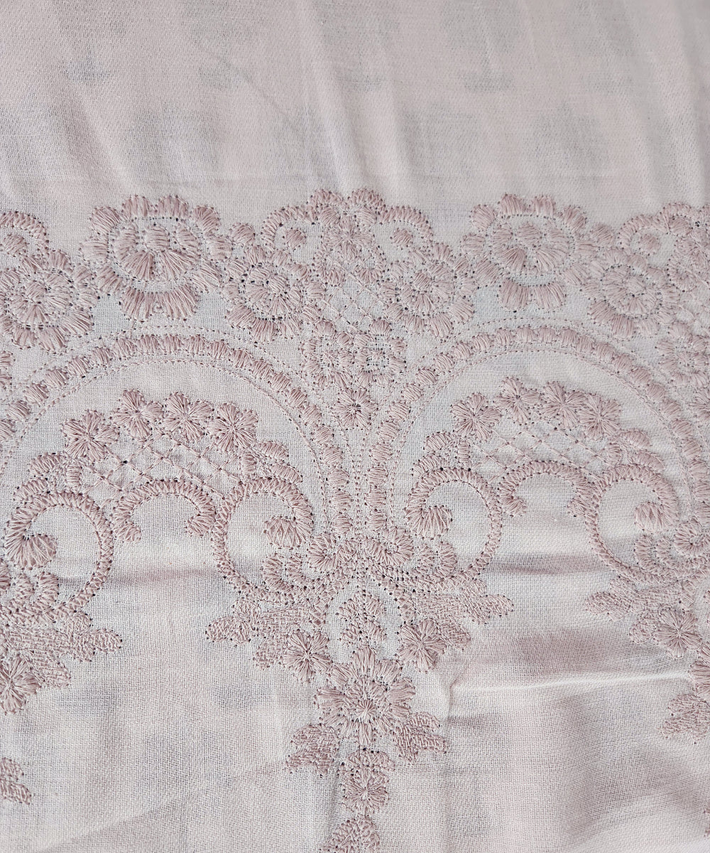 Dusty Pink Mughal Embroidered Cotton Linen Curtain