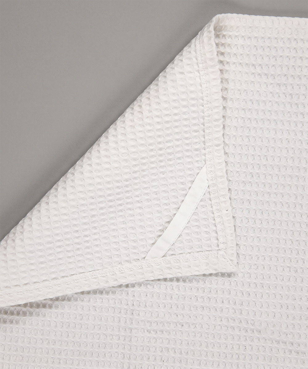 Embroidered Hand Towel - Set of 2 pcs in Soft Cotton Waffle | White