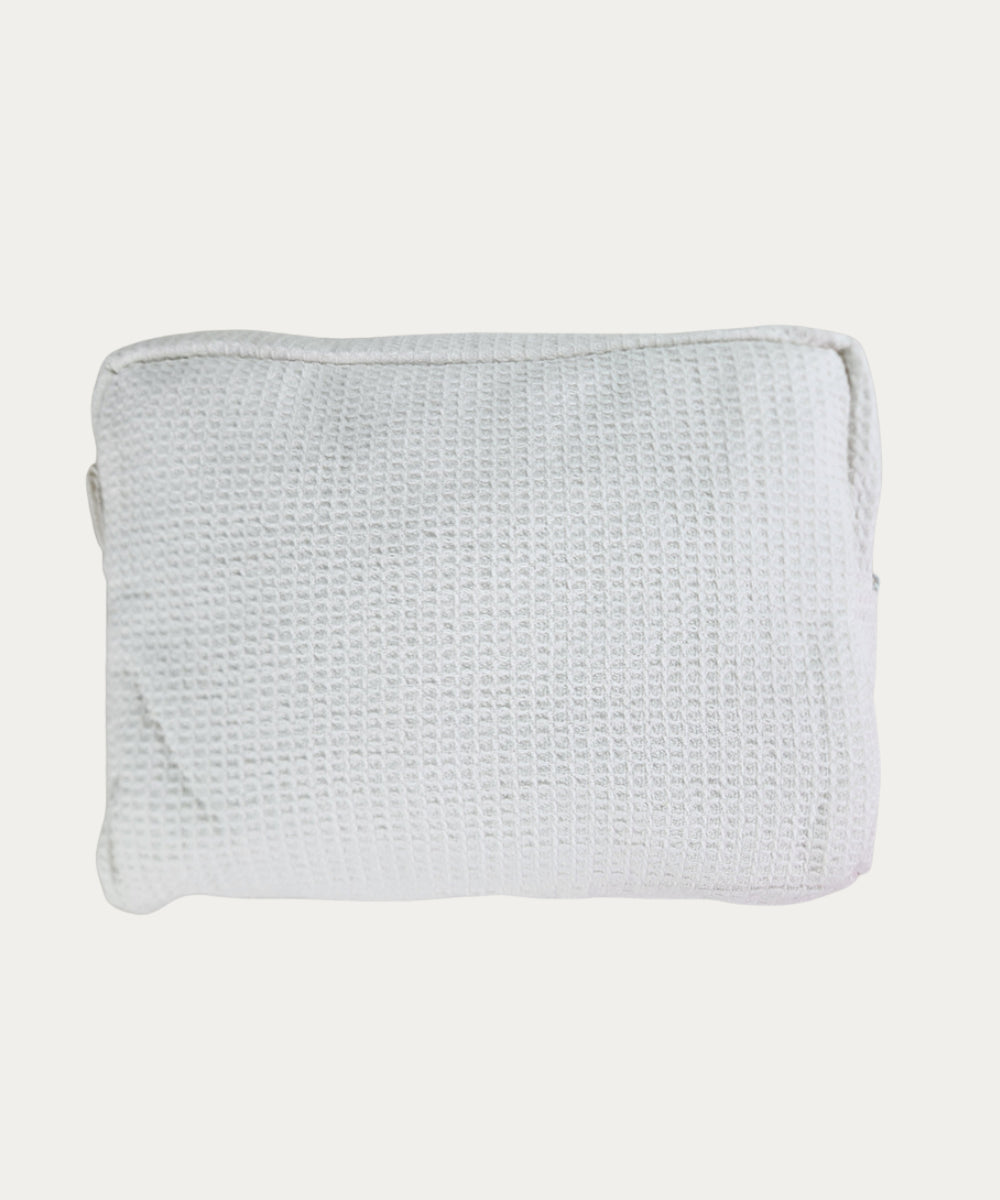 Off White Saffron Spring Hand Embroidered Cotton Waffle Pouch