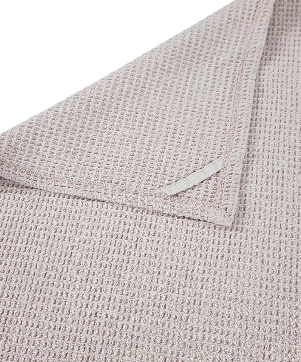Embroidered Hand Towel - Set of 2 pcs in Soft Cotton Waffle | Light Pink