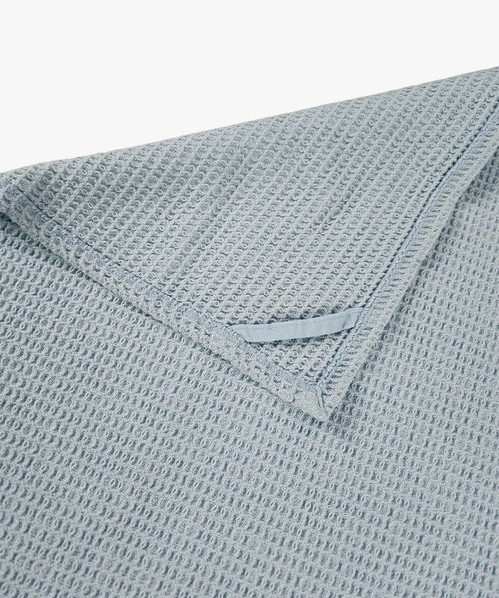Embroidered Hand Towel - Set of 2 pcs in Soft Cotton Waffle | Light Blue