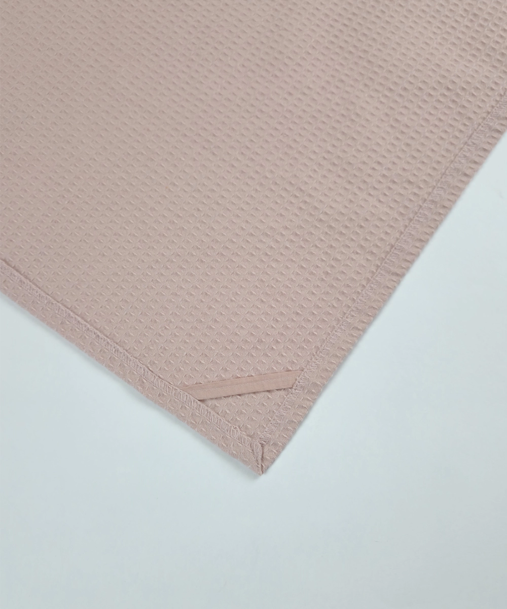 Embroidered Hand Towel - Set of 2 pcs in Soft Cotton Waffle | Dusty Pink