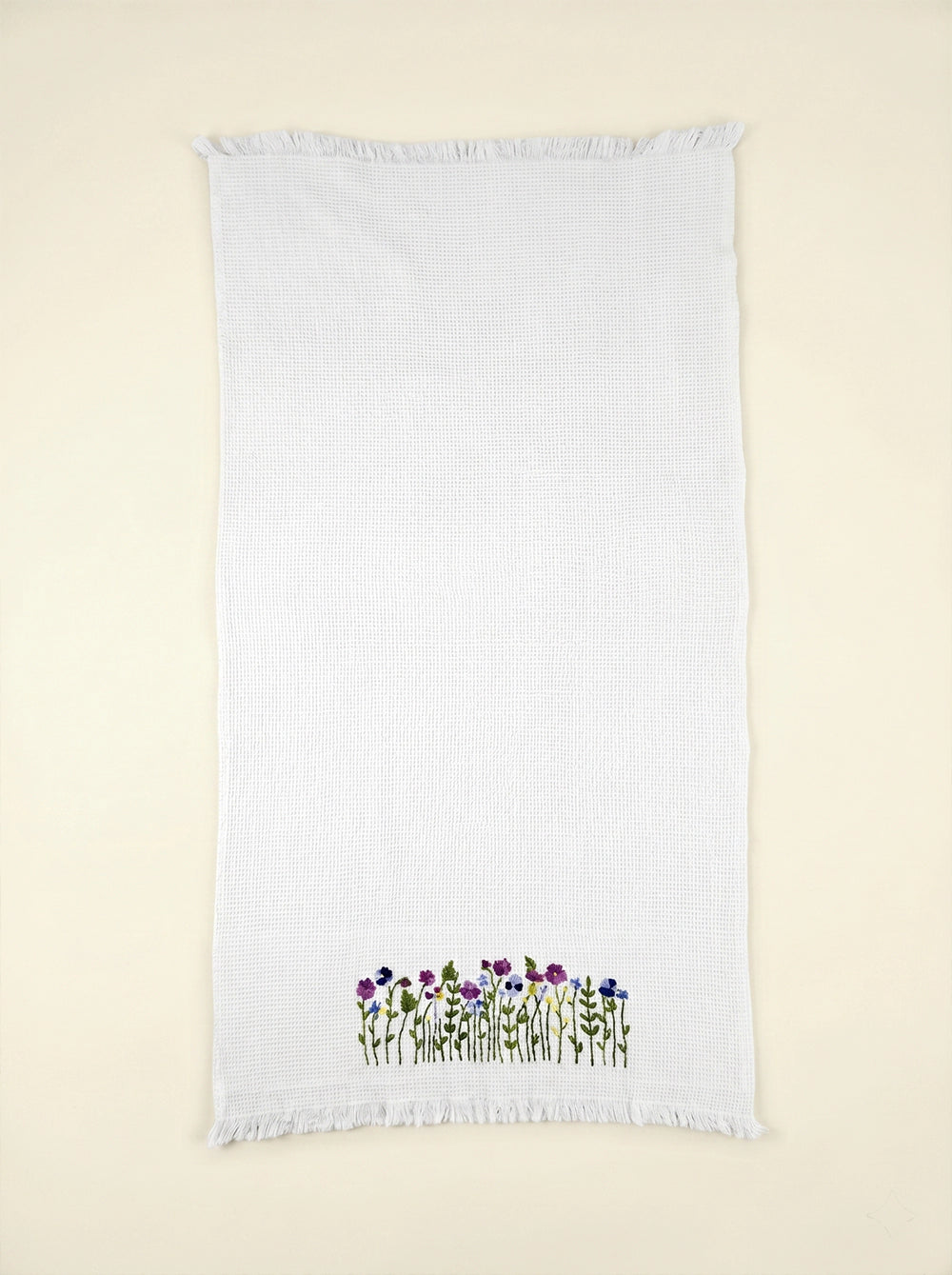 Embroidered Bath Towel | Soft Cotton Waffle | White