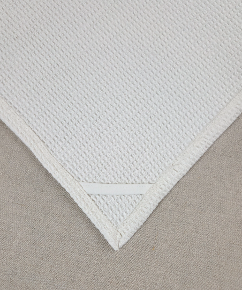 Embroidered Hand Towel - Set of 2 pcs in Soft Cotton Waffle | White