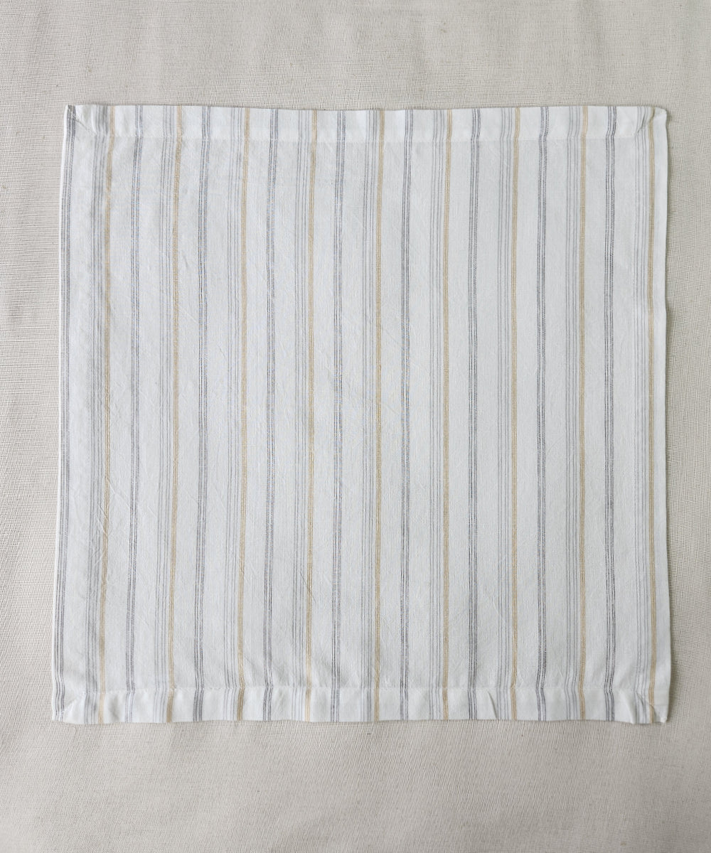 Set of 6 Off White & Beige Cotton YD Table Napkin