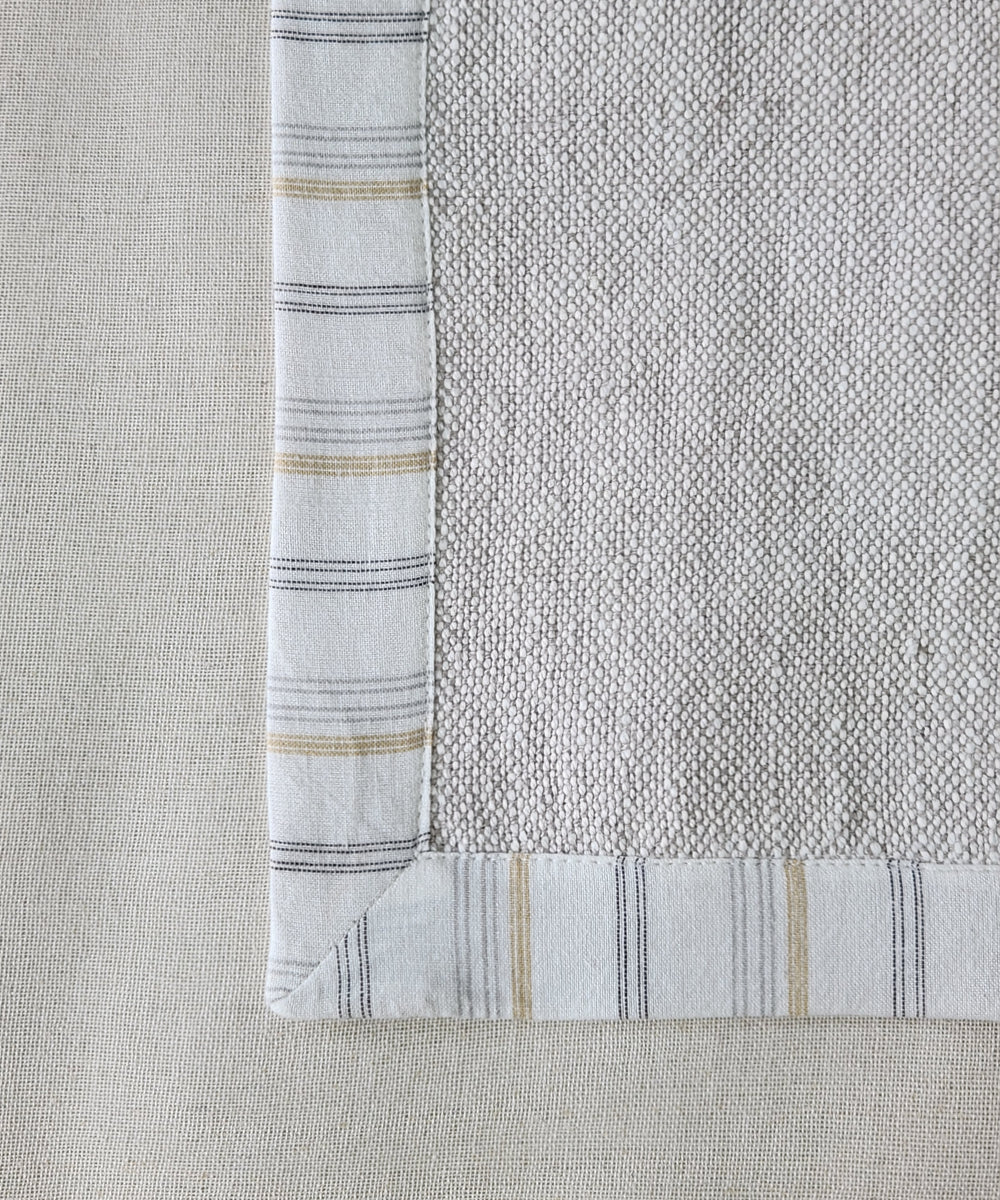 Set of 6 pcs Beige Cotton Oxford Table Mat with YD stripe Flange