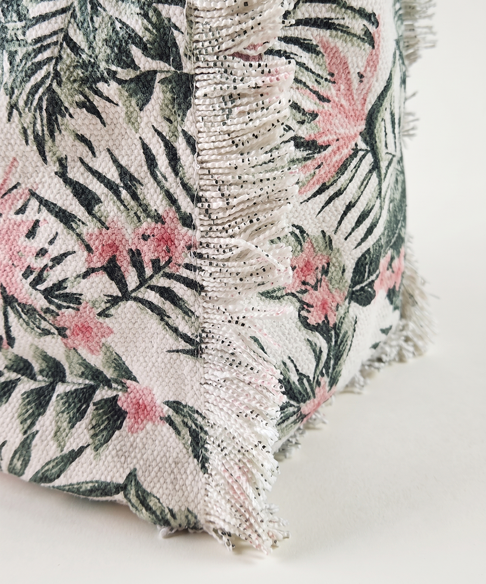 Citrus Oasis Woven Fringed Tote Bag