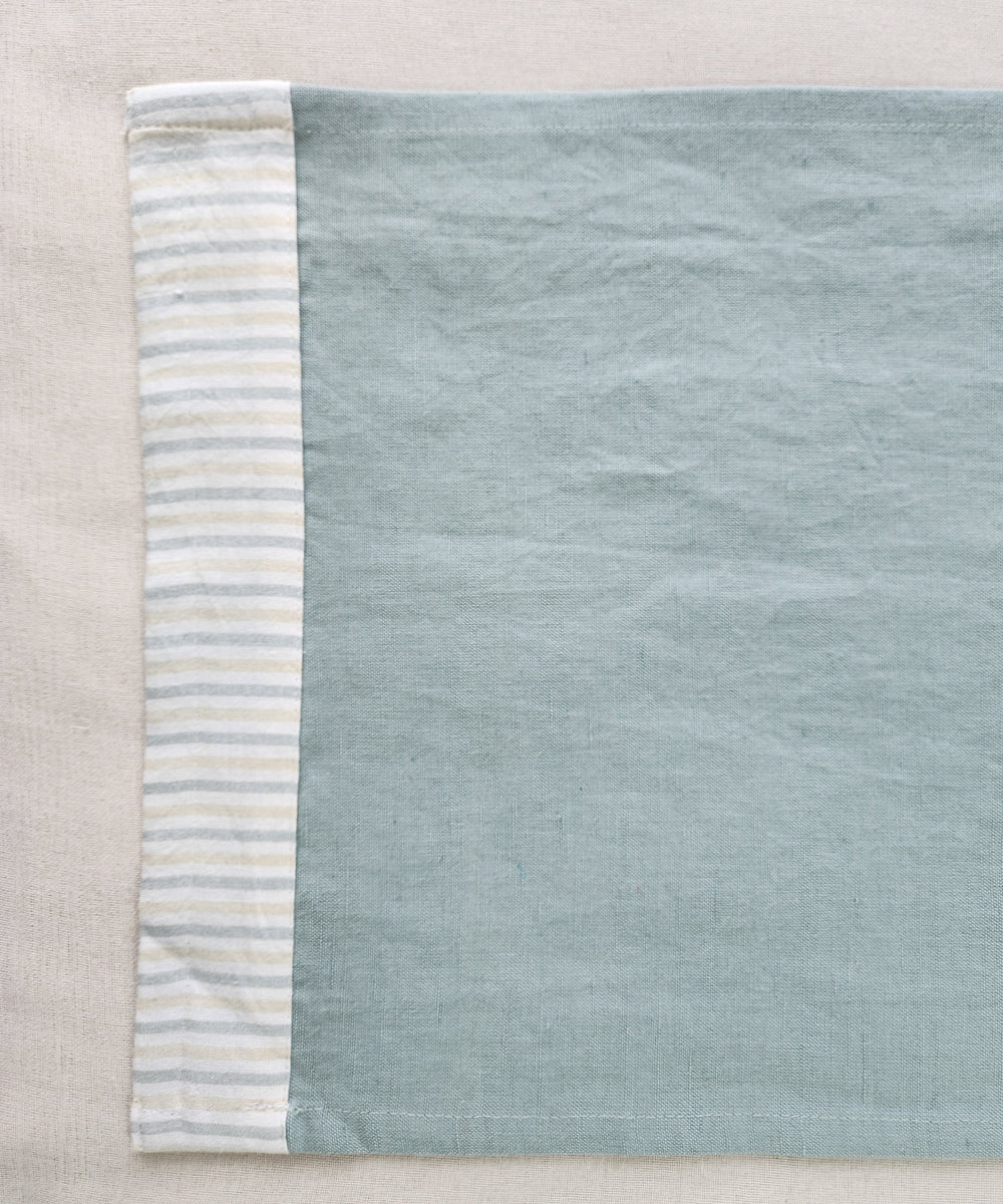 Sage Green Pure Linen 6 seater Table Runner with YD stripe flange