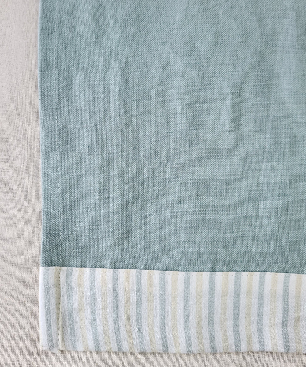 Sage Green Pure Linen 6 seater Table Runner with YD stripe flange