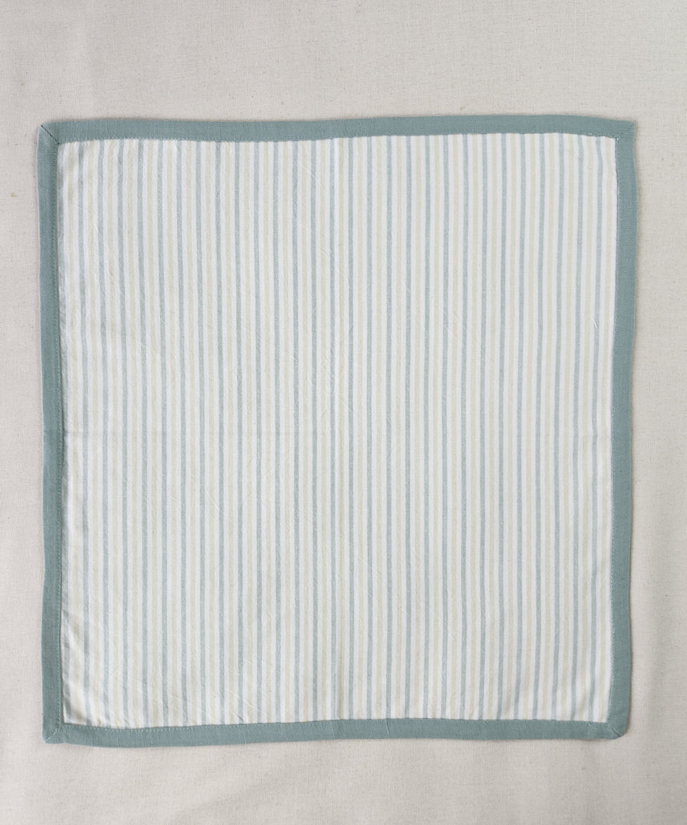 Set of 6 pcs Sage Green & Yellow Cotton YD stripe Table Napkin