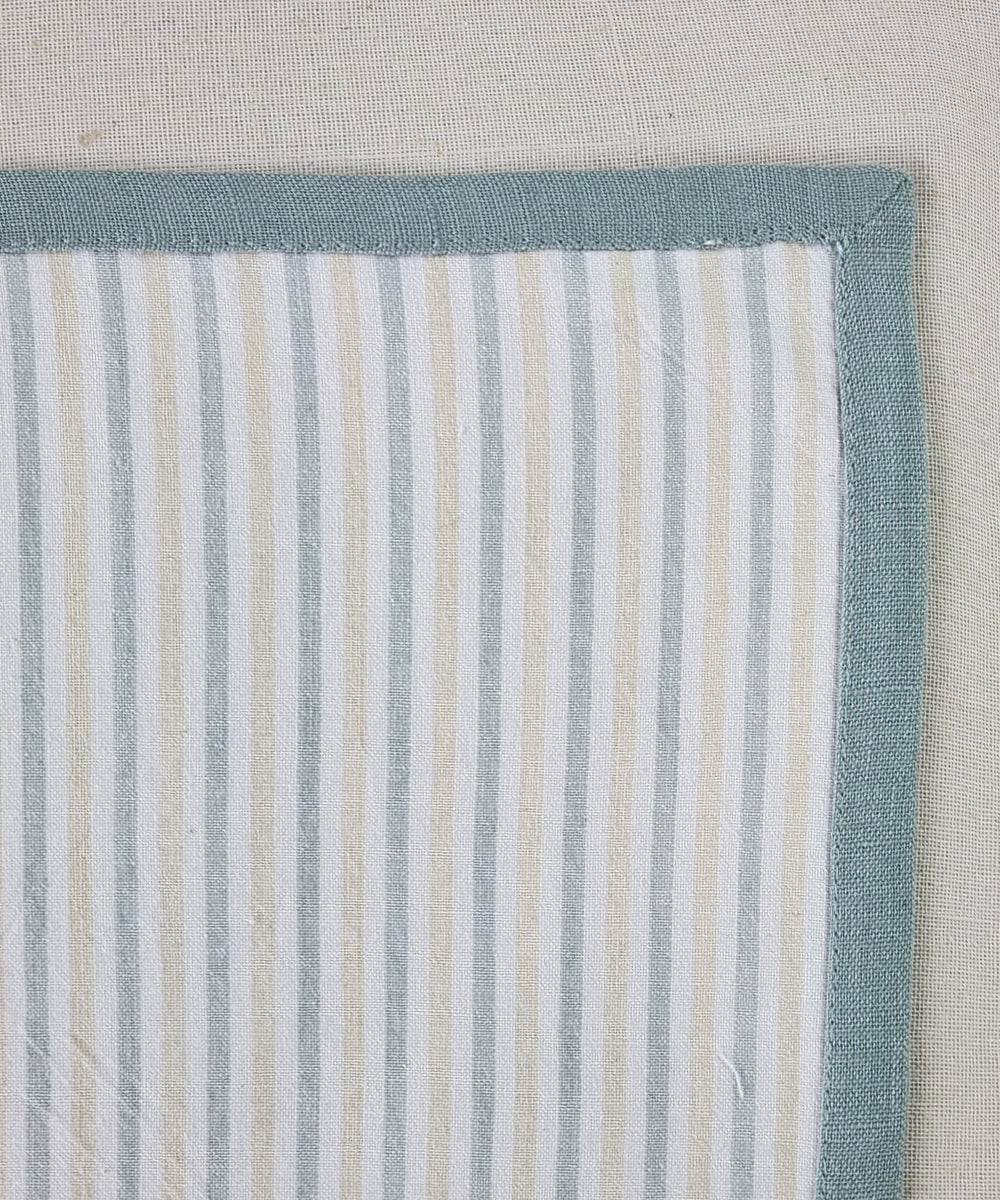 Set of 6 pcs Sage Green & Yellow Cotton YD stripe Table Napkin