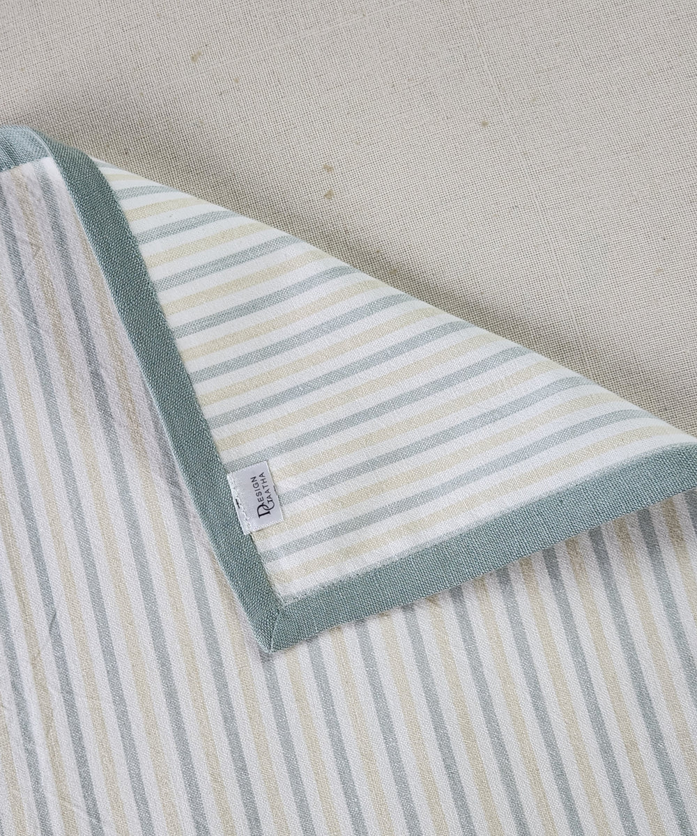 Set of 6 pcs Sage Green & Yellow Cotton YD stripe Table Napkin
