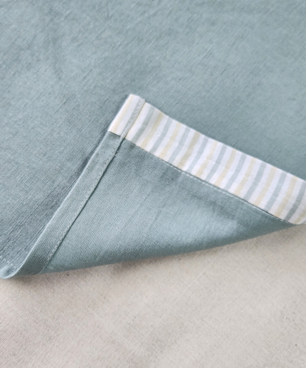 Set of 6 pcs Sage Green Pure Linen Table Mat with YD stripe flange