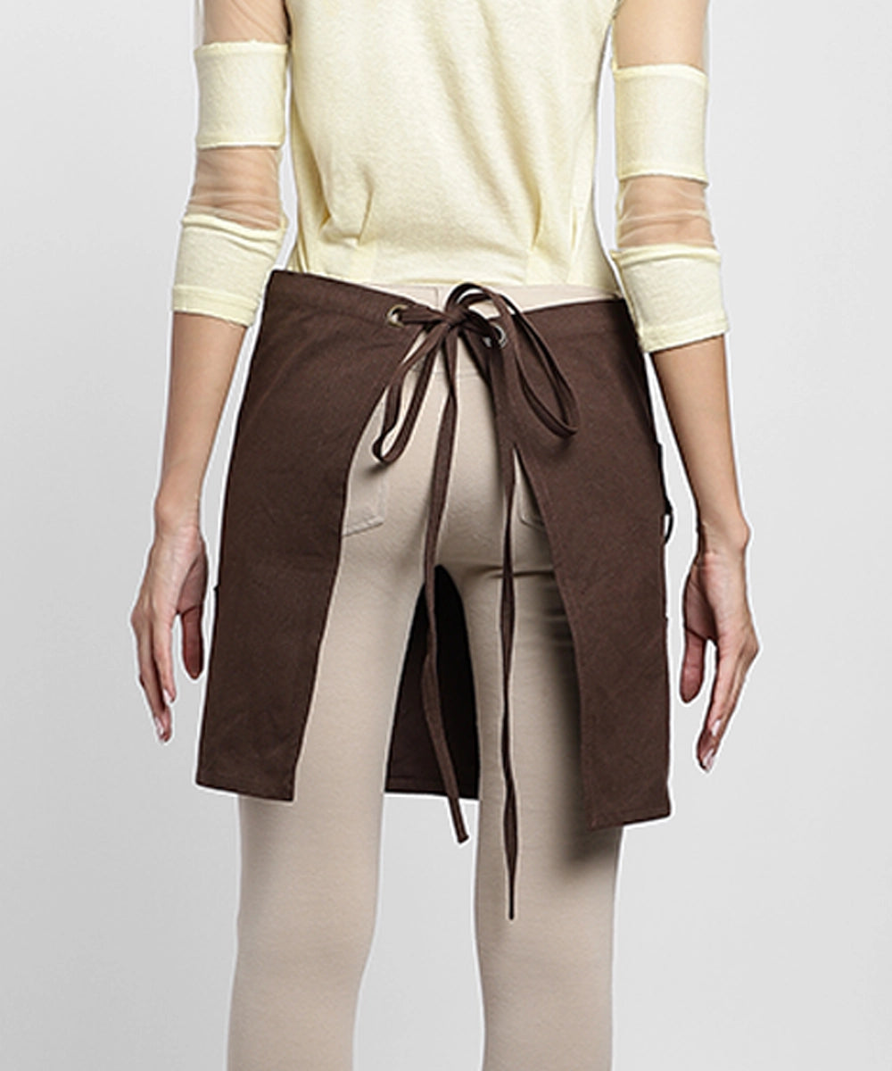 Dark Brown Multipurpose Cotton Skirt Apron with Beige Linen Napkin