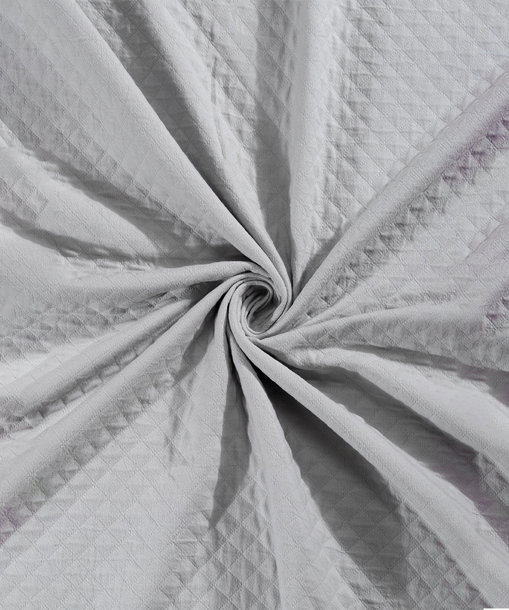 Light Grey Cotton Matelassé Jacquard King Bedcover with 2 Pillow Covers