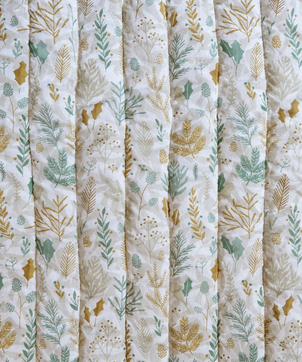 Mint Green Cotton Printed Baby Bedding Set (1 Bedding, 1 Pillow, 2 Bolsters)