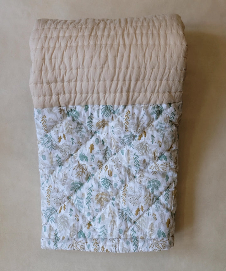 Mint Green Cotton Printed Baby Quilt