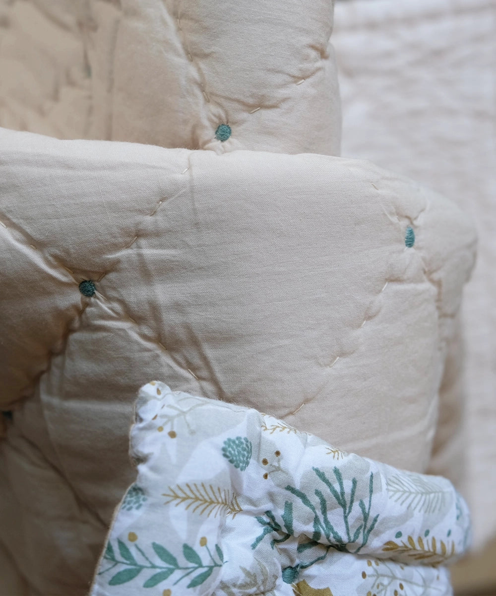 Mint Green Cotton Printed Baby Quilt