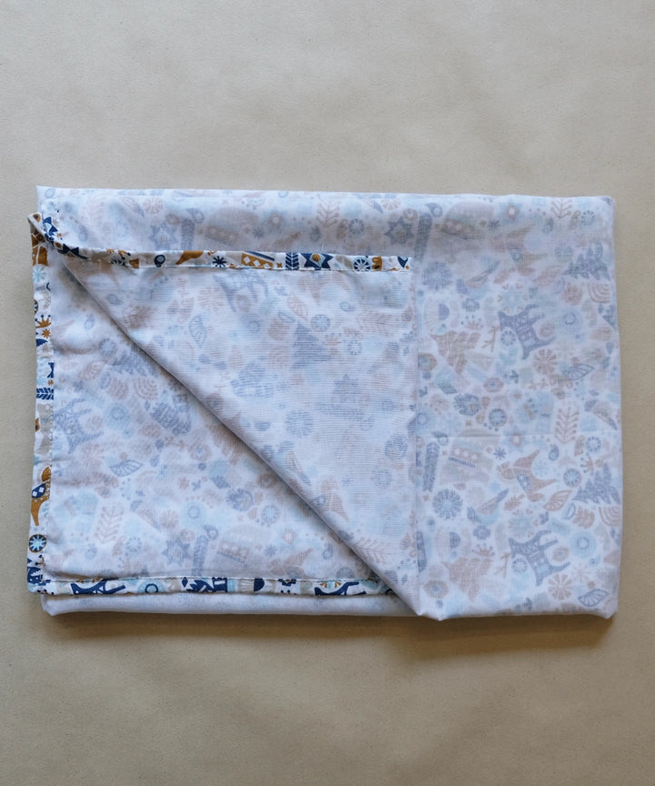 Blue Cotton Printed Baby Dohar
