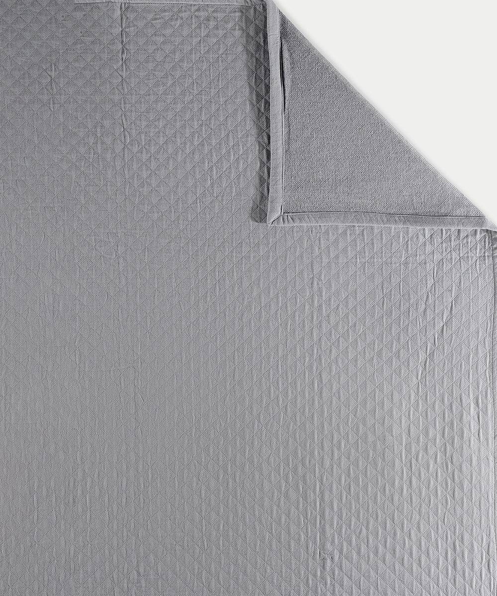 Dark Grey Cotton Matelassé Jacquard King Bedcover with 2 Pillow Covers