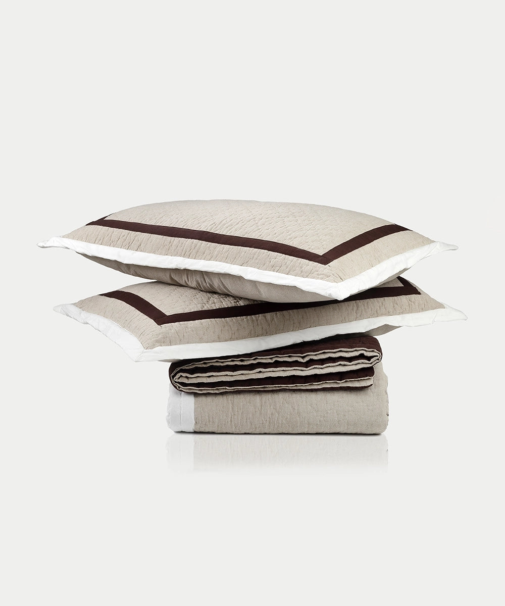 Beige, Cream & Brown Quilted Comforter with 2 Pillow Covers