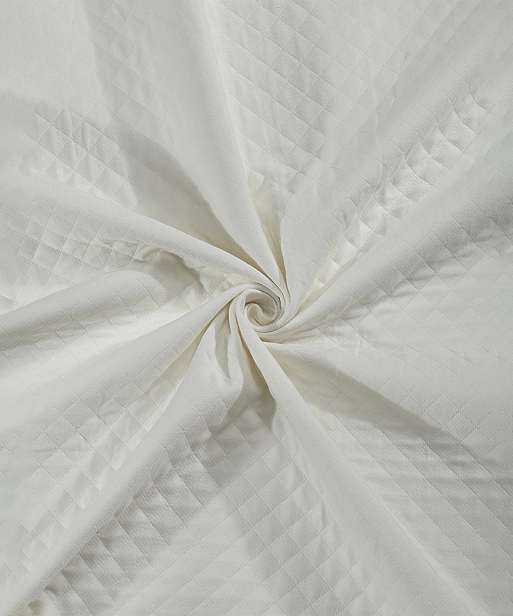 Off White Cotton Matelassé Jacquard King Bedcover with 2 Pillow Covers