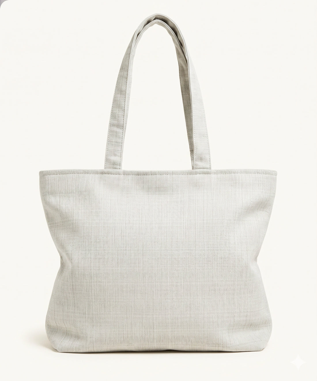 Deep Cream Hand Embroidered Tote Bag on Textured Cotton Slub Fabric
