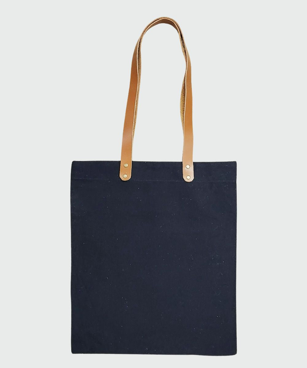 Handloom Fish with Cotton Canvas Tote Bag | Leather Handle