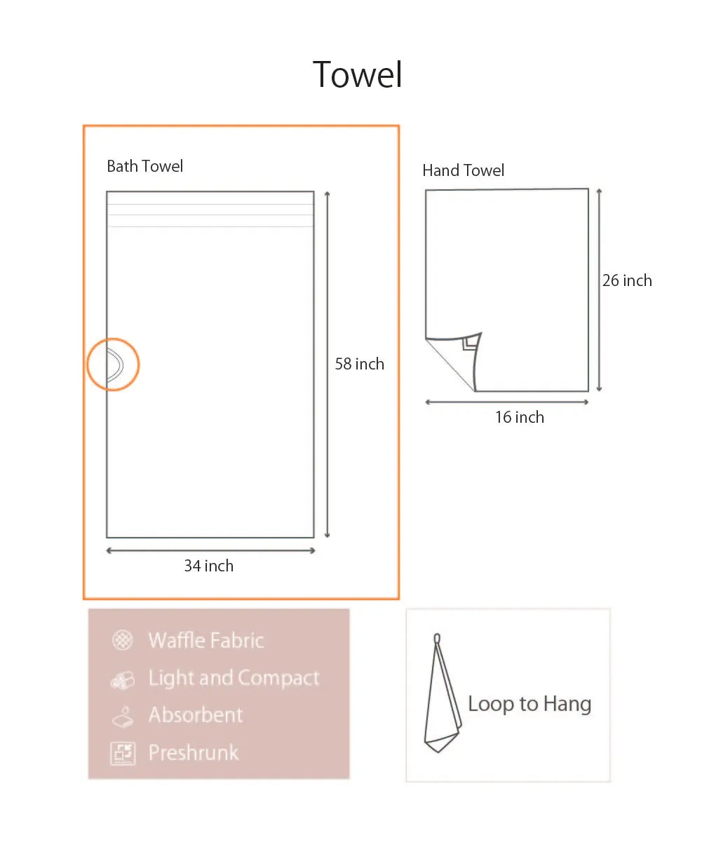 Block Printed Bath Towel | White & Indigo Geometric  | Cotton Dobby