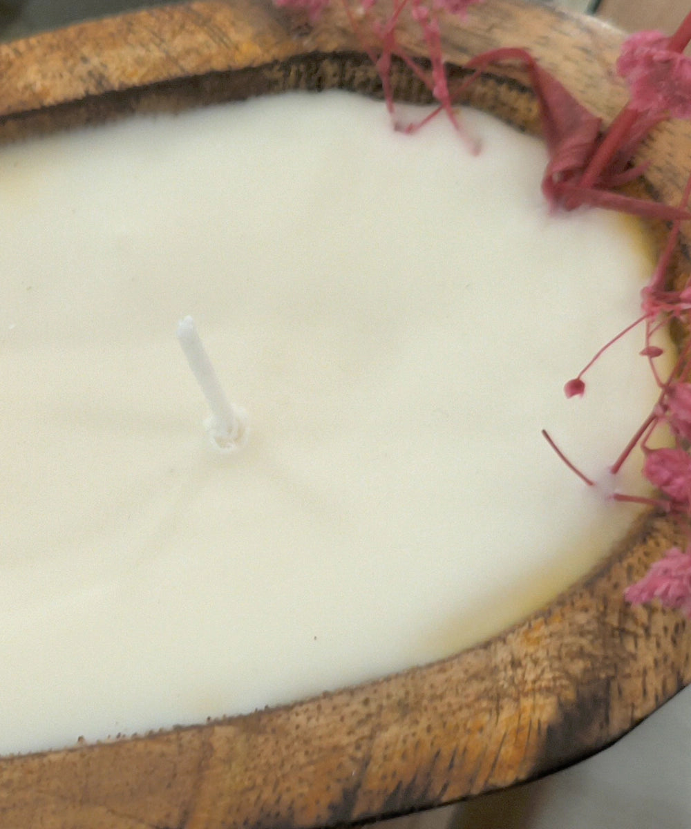 Wooden Boat 8 Inch Lavender Soy Wax Candle | 40-45 Burning Hours