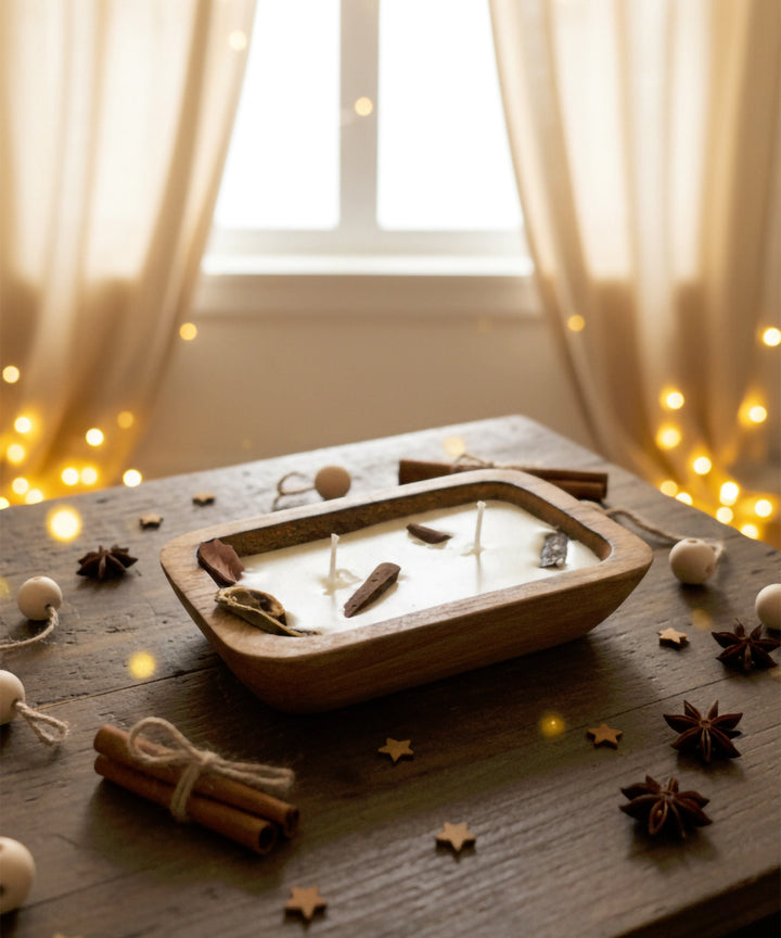 Wooden Rectangle Tub Soy Wax Candle | 40-45 Burning Hours