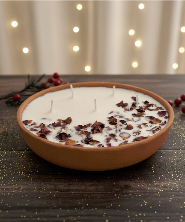Jasmine Terracotta Plate Soy Wax Candle | 25 Burning Hours