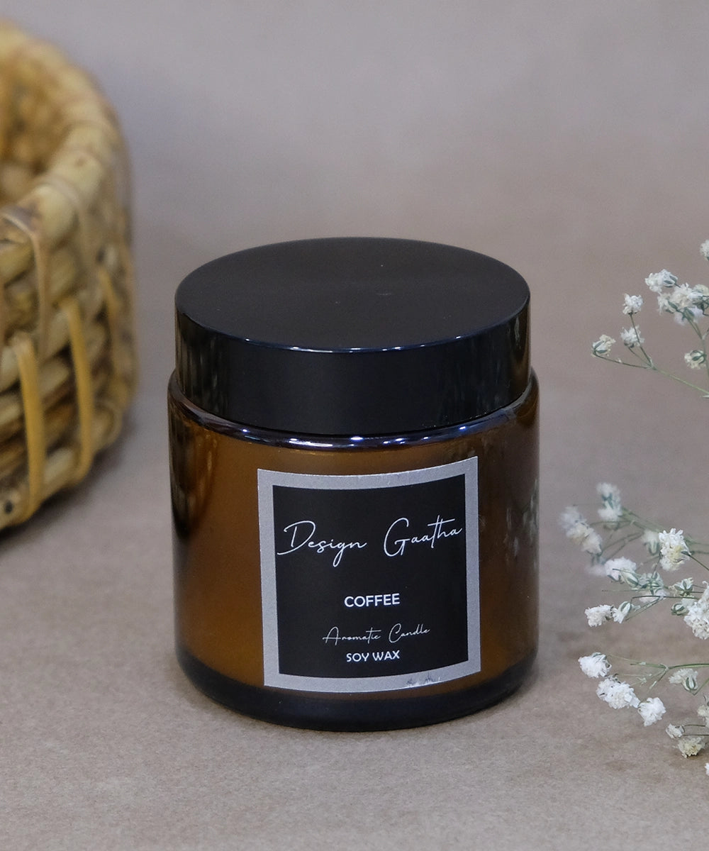 Coffee Soy Wax Brown Jar Candle (90 gms with 12 hrs burning time)