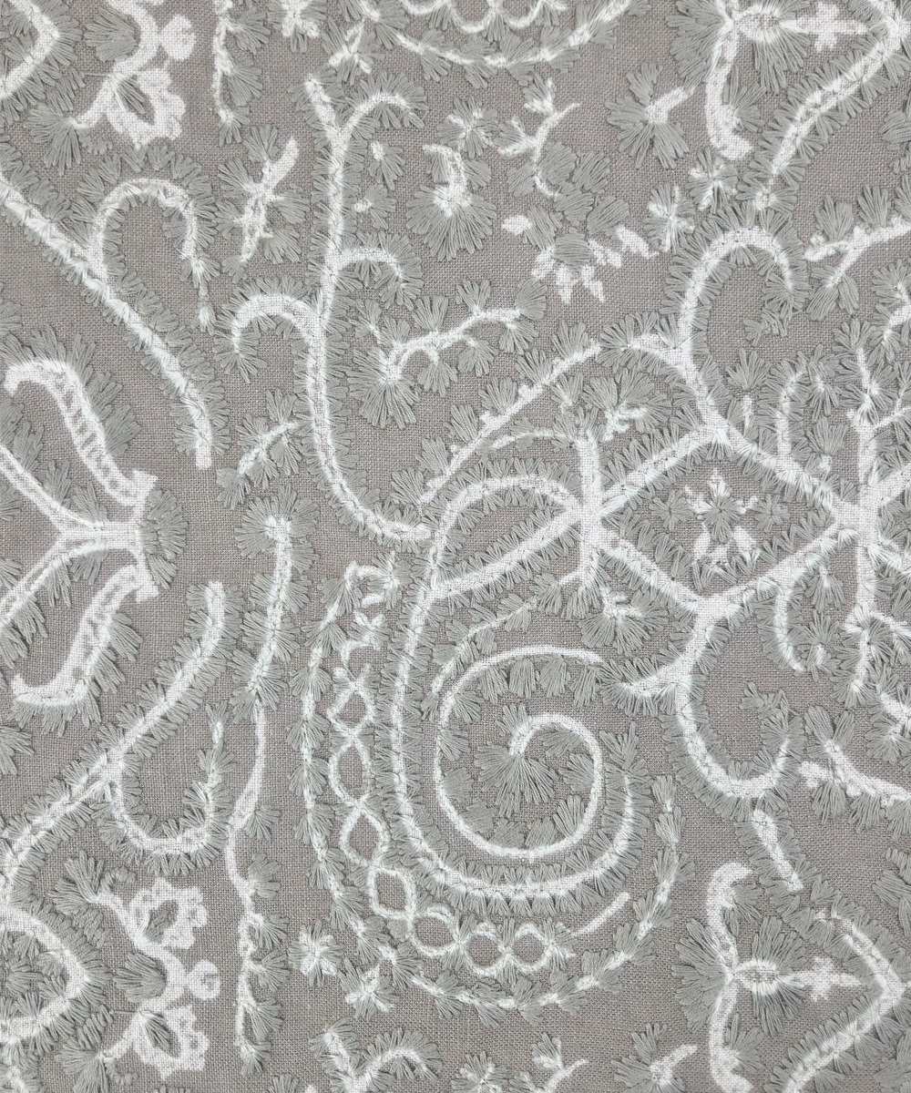 Greyish Green All Over Embroidered Cushion Cover (16x16 Inches)