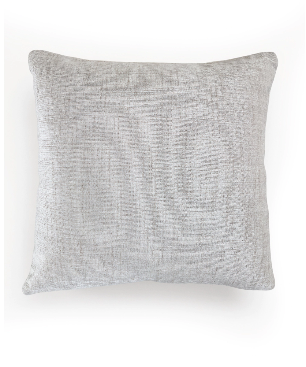 Beige with Ecru Floral Dori Embroidered Cushion Cover  (16x16 Inches)