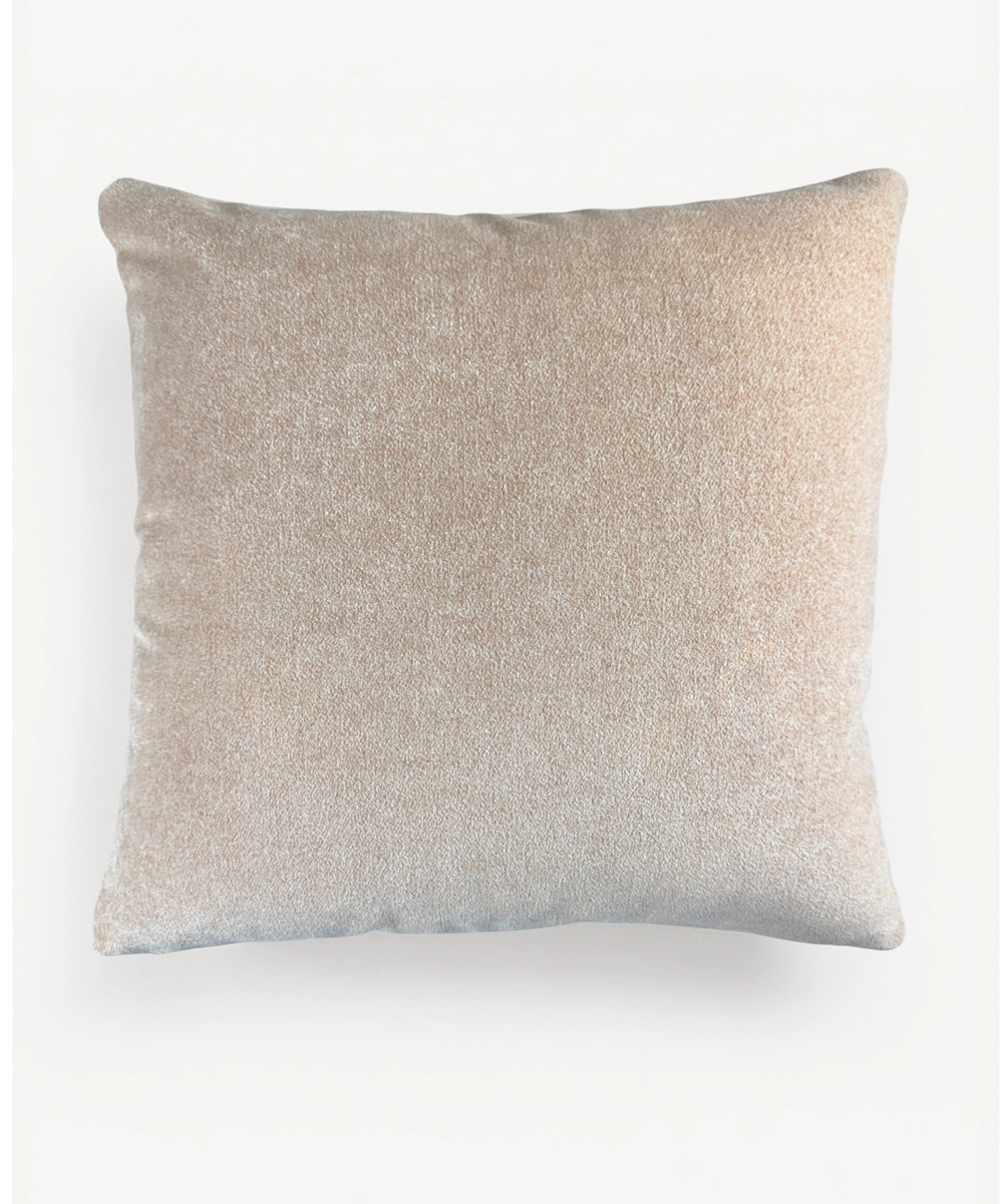 Coral Suede Ecru Dori Embroidered Cushion Cover (16x16 Inches)