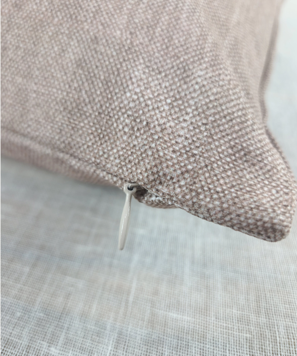 Light Brown Paisley Hand Embroidered Cushion Cover (16 x 16 Inches)