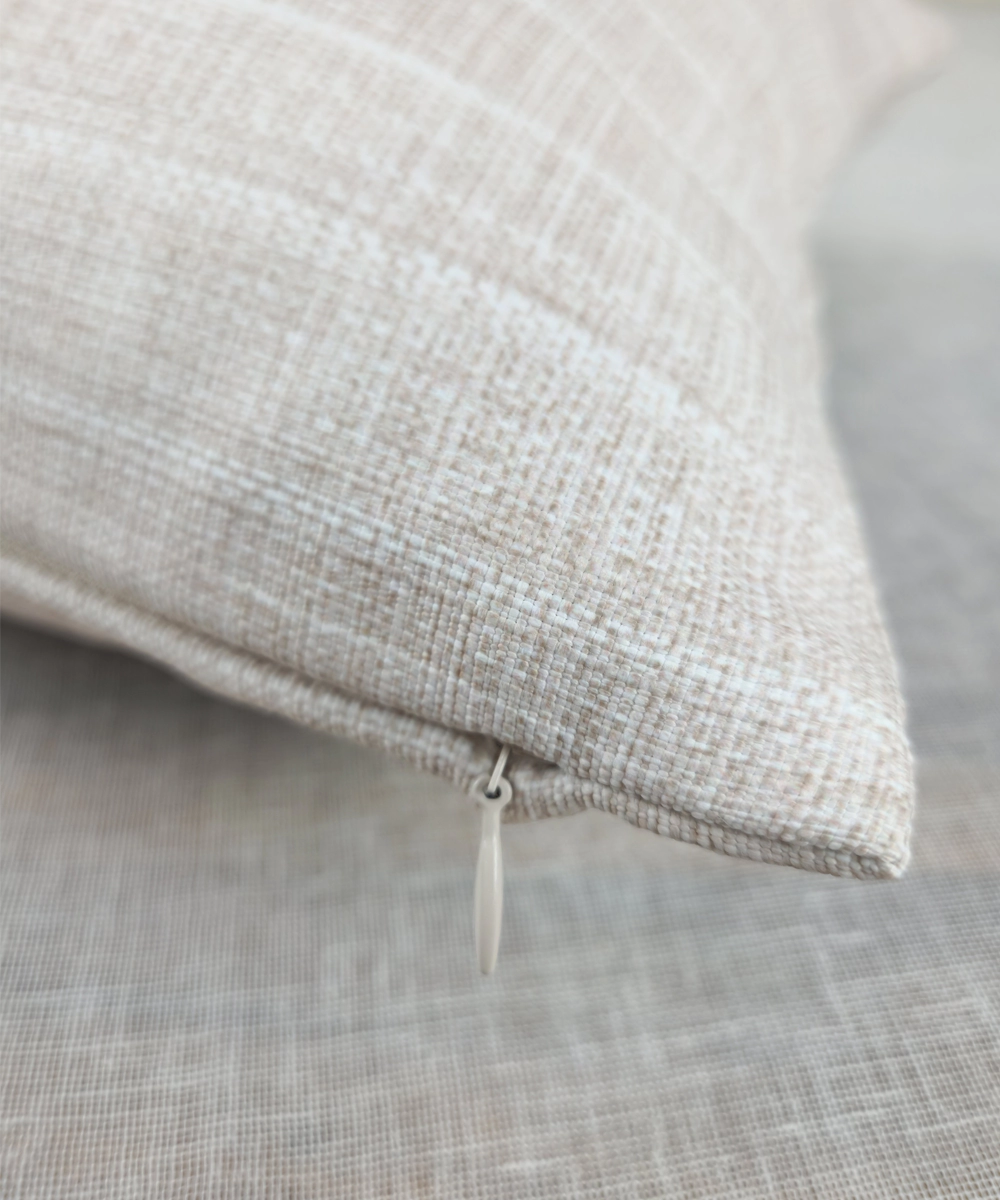 Light Beige & Brown Floral Whisper Hand Embroidered Cushion Cover (12x18 Inches)
